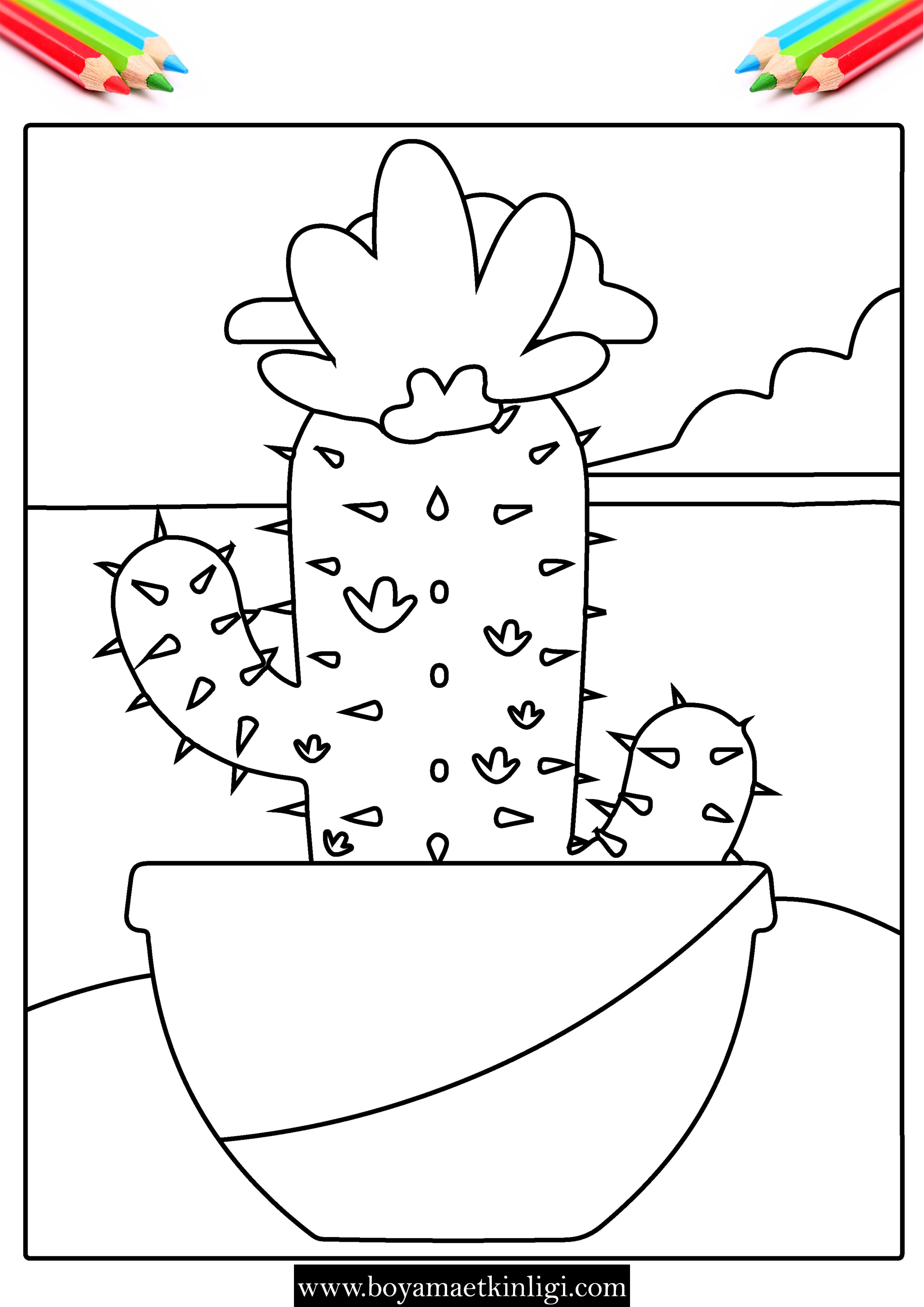kaktus boyama sayfasi 3